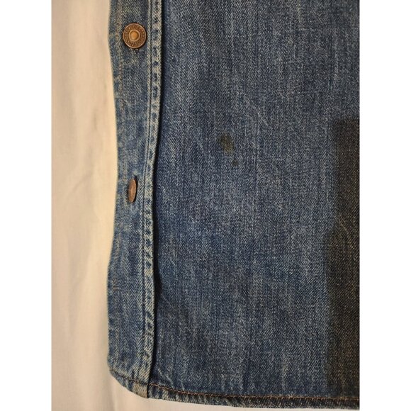 Vintage Levis Shirt Mens Medium Metal Button Denim Orange Tab 60's 70's Thick - Picture 10 of 11